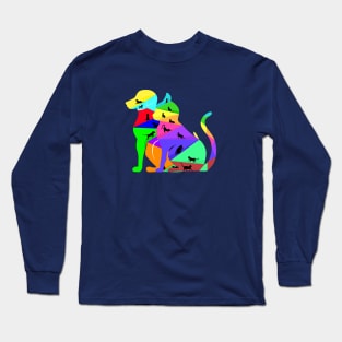 Colorful cute small puppies and kittens Long Sleeve T-Shirt